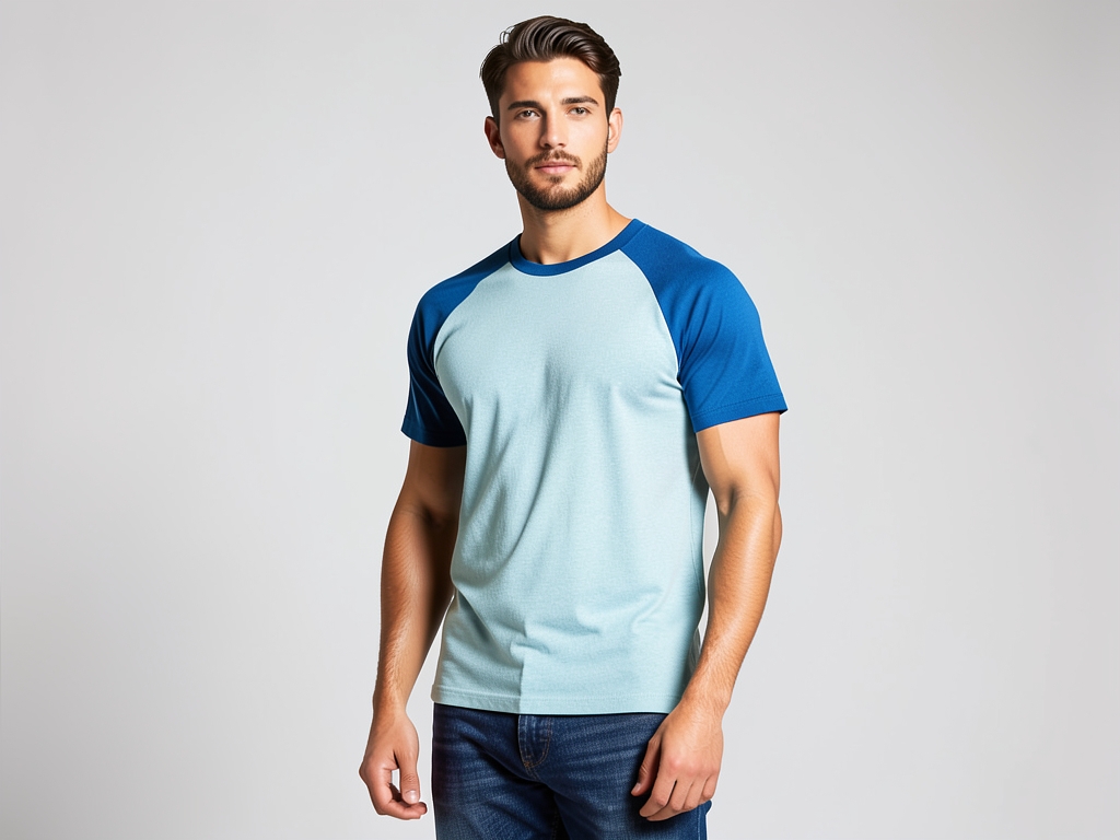Stretch Cotton Raglan Sleeve Tees For Casual Wear